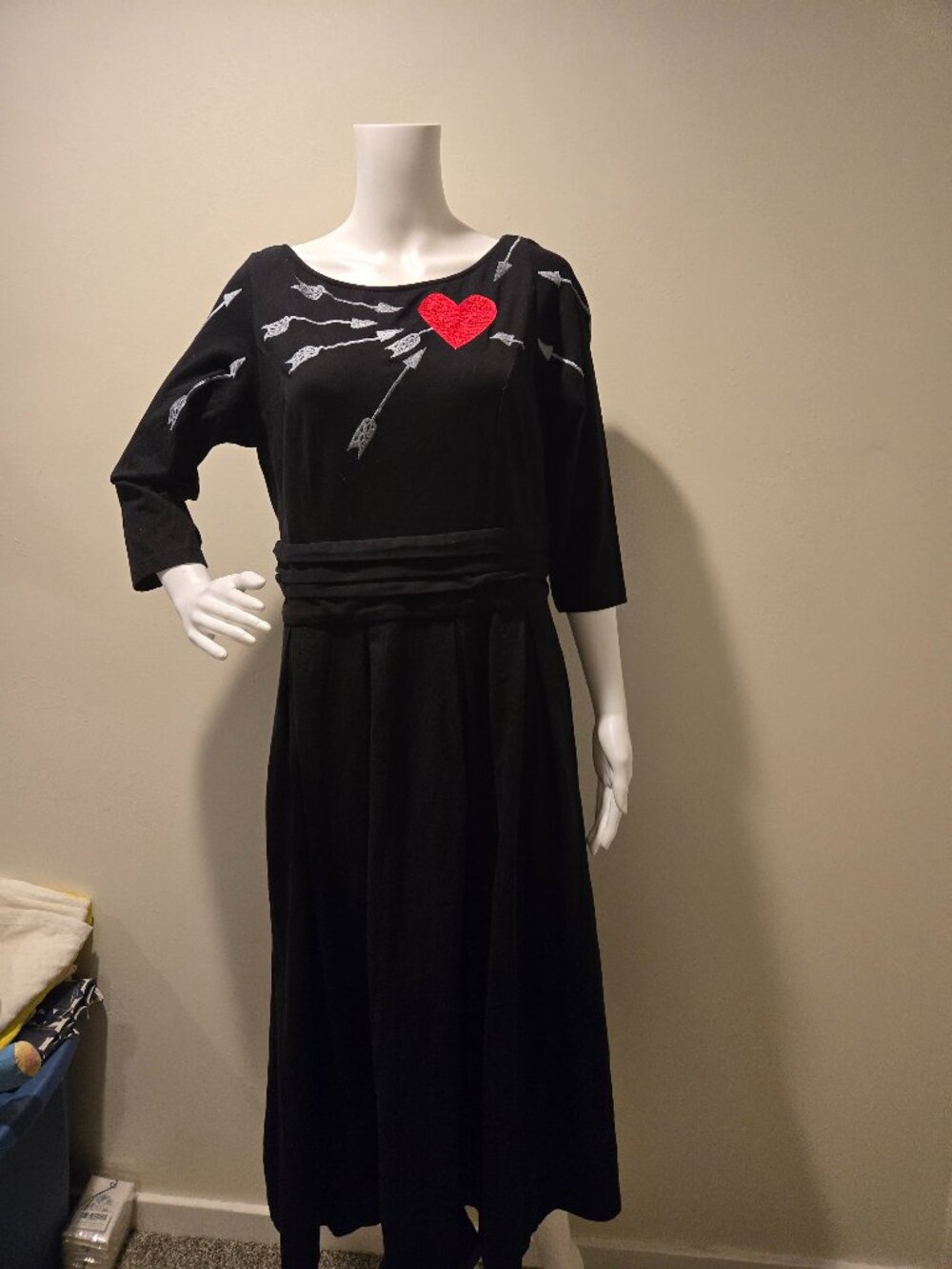 Wayward Fancies eShakti Cupid's Arrow Heart Print Dress Black 6